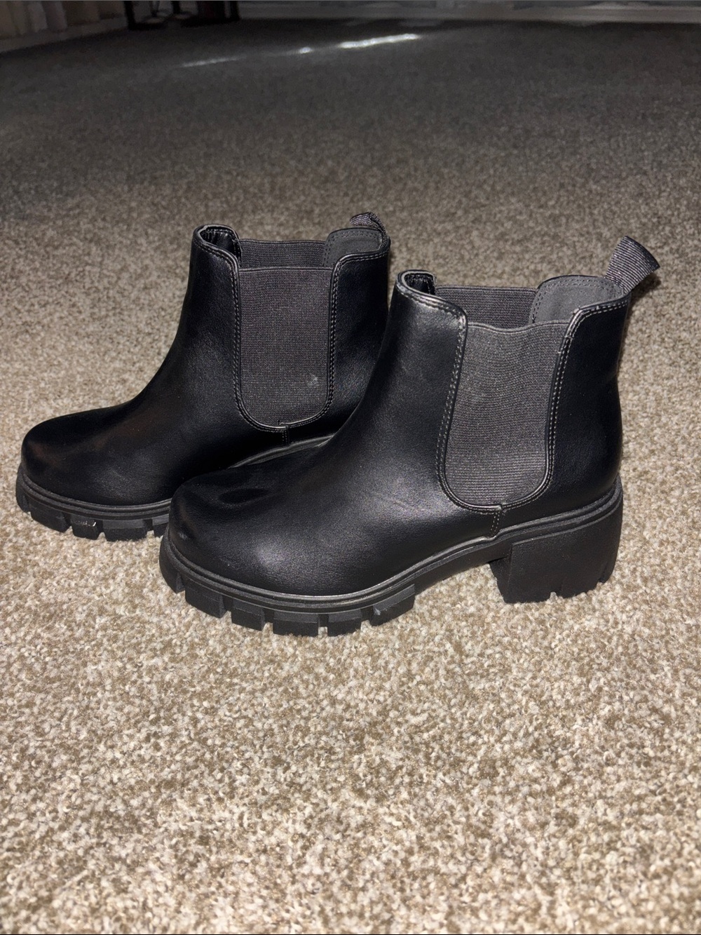 Soda Black Chunky Ankle Boots